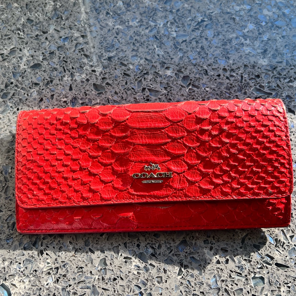 Coach Red Python Embossed Wallet